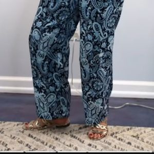 Ann Taylor NWOT WIDE STRAIGHT LEG RELAXED PALAZZO type Paisley Blue Size…